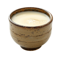 Rustic Japanese Amazake Drink Presented in Natural Earthenware Cup Isolated on Transparent Background png