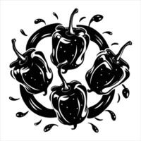 Dancing Peppers Stock vector