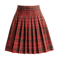 Red Plaid Pleated Skirts with Check Patterns Isolated on Transparent Background png
