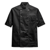 Modern Black Chef Jacket with Mandarin Collar and Utility Pockets on Transparent Background png