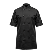 Professional Cooking Uniform in Black with Short Sleeves and Double Row Buttons on Transparent Background png