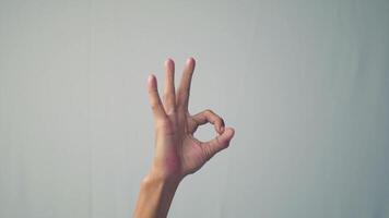 Signs language hand isolated white background. perfect and okay sign by person in support, vote or approve decision. Hands, yes and ok gesture by model showing signal of approval or agree. video