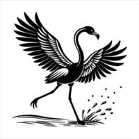 running flamingo flapping wing vector