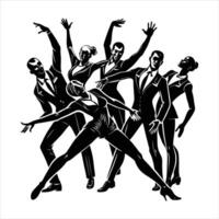 group ensemble jazz line one dancer vector