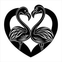 courtship dance pose two flamingos vector