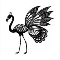 Realistic flamingo with butterfly wing vector