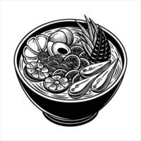 Top view of a ramen bowl vector