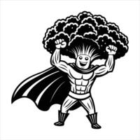 superhero broccoli flying through vector