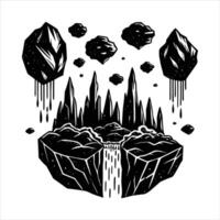 floating mountains in the sky vector