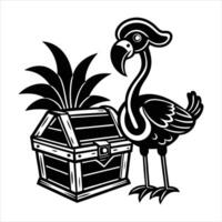 a black and white drawing of a flamingo vector