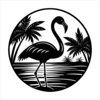 A flamingo is standing in the water vector