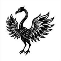 Flamingo with flames on its wings vector