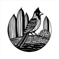 cardinal on a cactus desert background vector