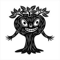 apple tree with a face whimsical vector