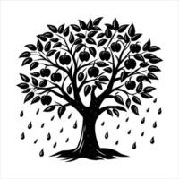 apple tree in rain soft droplets vector
