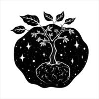 apple tree in space growing vector