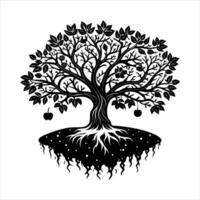 floating apple tree magical tree vector