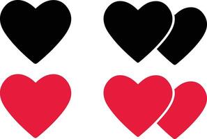 Four hearts with different colors and shapes vector