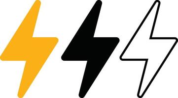 Three lightning bolts with black and yellow colors vector