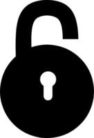 Round Security Open Unlock Padlock Black Icon Flat Graphic Design. Perfect for security presentation vector