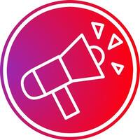 Purple red color megaphone social media icon inside a circular badge. Symbol of announcement, marketing, and communication. Ideal for ads, notifications, and promotional designs. vector