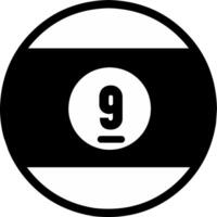 Minimalist black and white icon of the number nine billiard ball. Clean and simple design ideal for pool game graphics, infographics, logos, apps, and educational materials. vector