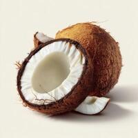 Realistic Coconut on White Background photo