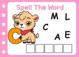 spell the word of camel . cute little camel vector