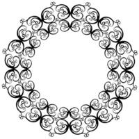 Black round frame with beautiful abstract pattern on white background vector