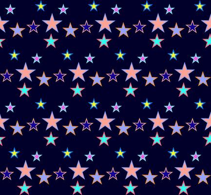 Seamless texture in the form of an abstract pattern of multi-colored stars on a blue background