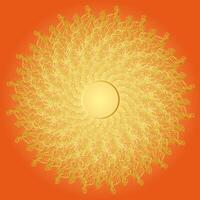Original abstract background in orange with a round golden pattern in the center vector