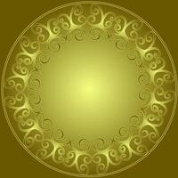 Abstract background in gold color decorated with a beautiful round patterned frame vector