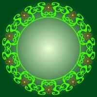 Round beautiful frame with floral design on green background vector