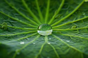 A drop of water sits on a leaf photo