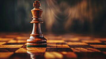 A chess piece on a wooden board photo