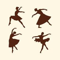 Dancer Silhouette, Ballet Dancers, Ballerina in Graceful Artistic Movements Poses, Elegant performance Icon Set. vector