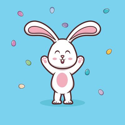 Cute cartoon Rabbit. Cute White Rabbit Design. Easter Day