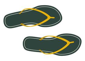 Flip flops green simple summer beach for resort. Pair of shoes for leisure. vector
