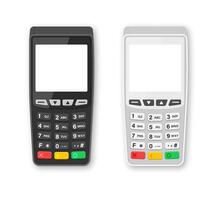 Bank terminal for payment purchase in store. Device for processing payments e-commerce. vector