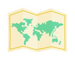 World map illustration showing landmasses in green with a light yellow background for navigation vector