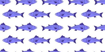 Purple fish pattern design with playful details on a white background vector