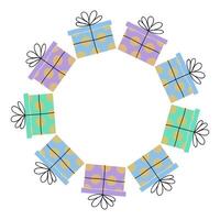 Colorful gifts arranged in a circular pattern for a cheerful celebration event vector
