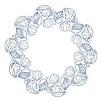 Decorative shell pattern design for coastal-themed decor in a circular arrangement vector