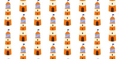 Vibrant lighthouse pattern illustrating coastal scenery in a playful design style vector