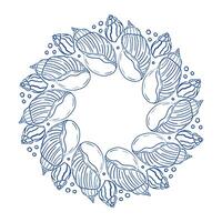 Shells arranged in a circular design, showcasing marine elements suitable for decoration vector