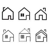 Set Features Multiple House icons Symbols of Real Estates And Residential Buildings ideal For Web Design And illustrating vector