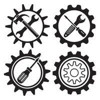 Set of Tools icon Wrench Key Tool Construction And Settings icon vector