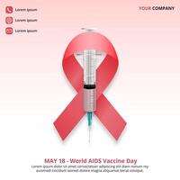 World AIDS Vaccine Day design with a ribbon and injection vector