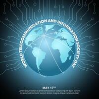 World Telecommunication and Information Society Day design with a technology pattern vector