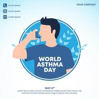 World Asthma Day design with a person with asthma and an inhaler vector